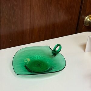 Vintage Emerald Green Glass Art Tray